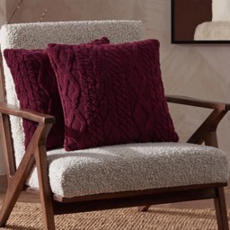 OHS Cable Knit Cushion Covers, Burgundy - 45 x 45cm