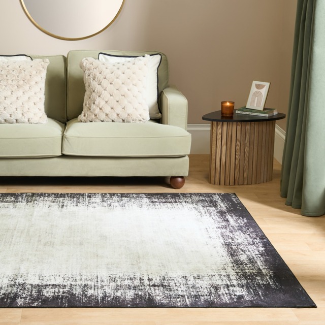 OHS Washable Abstract Printed Rug, Monochrome - 160 x 230cm - image 1