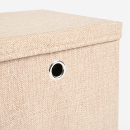 OHS 2 Faux Linen Storage Box With Lid, Natural - 2 Pack - thumbnail 5