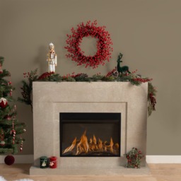 OHS Festive Red Berry Wreath, Red - 50cm - thumbnail 4