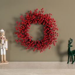 OHS Festive Red Berry Wreath, Red - 50cm - thumbnail 5