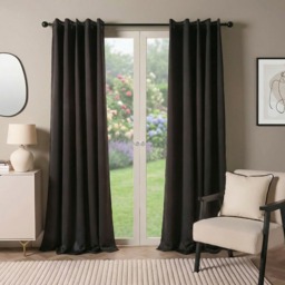 "OHS Eyelet Blackout Curtains - Black, 66"" X 54""" - thumbnail 1