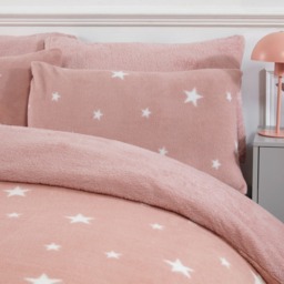 OHS Star Teddy Fleece Duvet Cover Set, Blush - Single - thumbnail 2