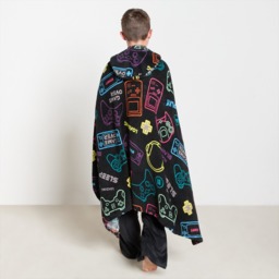 OHS Gaming Print Hooded Blanket - Black - thumbnail 3