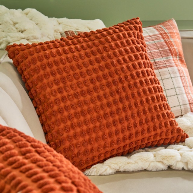 OHS 2 Pack Bobble Textured Cushion Covers, Rust - 45 x 45cm - image 1