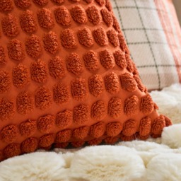 OHS 2 Pack Bobble Textured Cushion Covers, Rust - 45 x 45cm - thumbnail 2