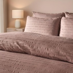 OHS Embossed Seersucker Duvet Set, Mink  - Super King - thumbnail 2