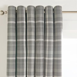 "OHS Woven Check Eyelet Curtains, Winsford Charcoal - 66 x 90""" - thumbnail 3