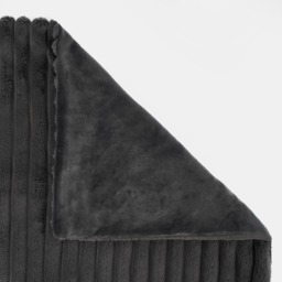 OHS Faux Fur Thick Ribbed Throw - Charcoal - thumbnail 4