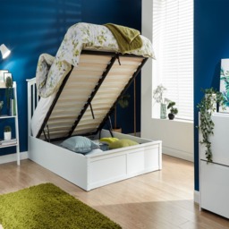 Madrid Wooden Ottoman Storage Bed, 3ft Single - White - thumbnail 2