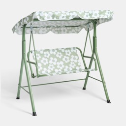 OHS Kids Daisy Print Swing Bench with Canopy - Sage/White - thumbnail 3
