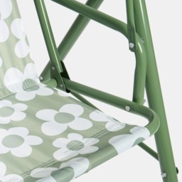 OHS Kids Daisy Print Swing Bench with Canopy - Sage/White - thumbnail 5