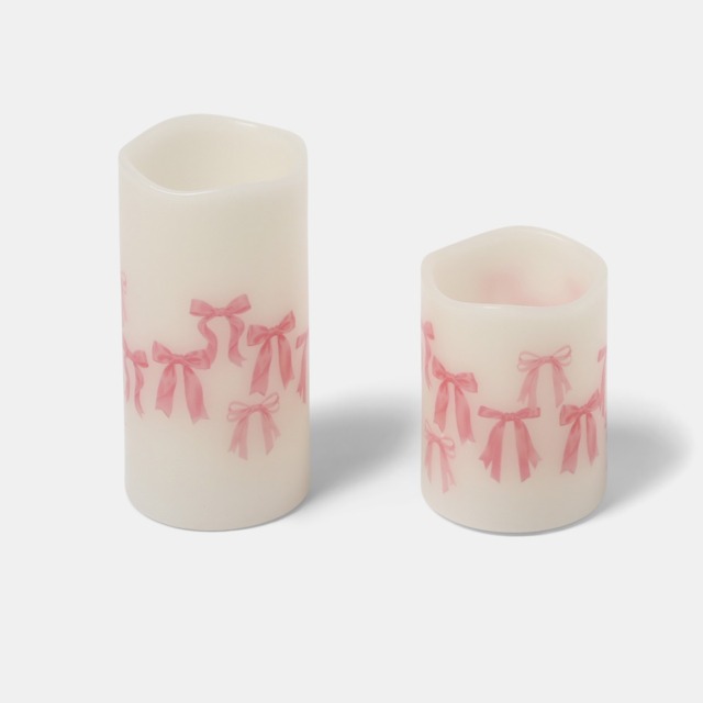 OHS 2 Pack Bow Print LED Candles - Pink - image 1