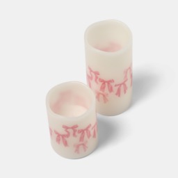 OHS 2 Pack Bow Print LED Candles - Pink - thumbnail 2
