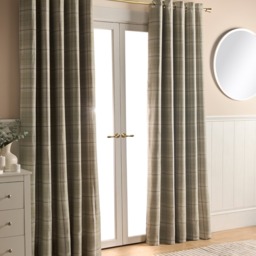 "OHS Woven Texture Check Print Eyelet Blackout Curtains, Sage - 90 x 90""" - thumbnail 2