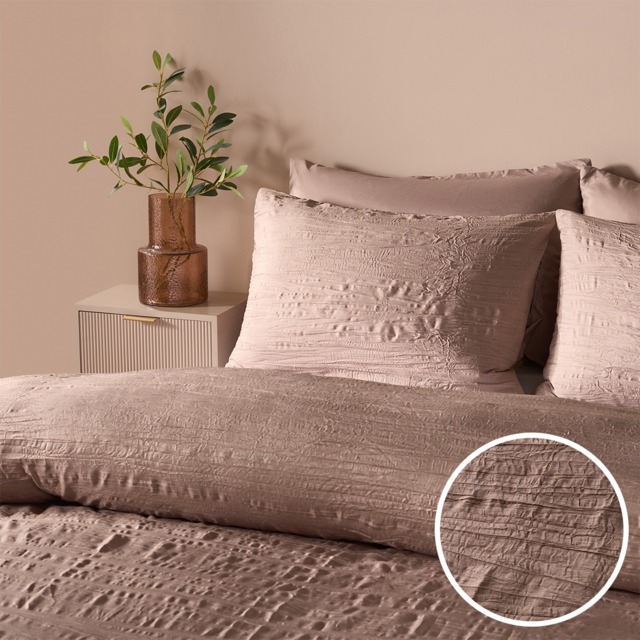 OHS Crinkle Duvet Set, Mink - Double - image 1