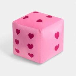 OHS Heart Print Dice Cushion - Pink - thumbnail 5