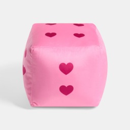 OHS Heart Print Dice Cushion - Pink - thumbnail 4