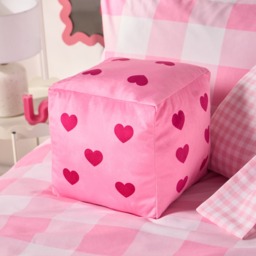 OHS Heart Print Dice Cushion - Pink