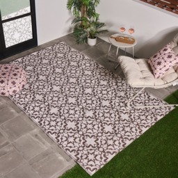 OHS Tile Print Reversible Outdoor Rug, Natural - 160 x 230cm - thumbnail 1