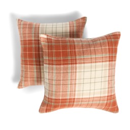 OHS 4 Pack Woven Check Cushion Covers - Rust - thumbnail 3