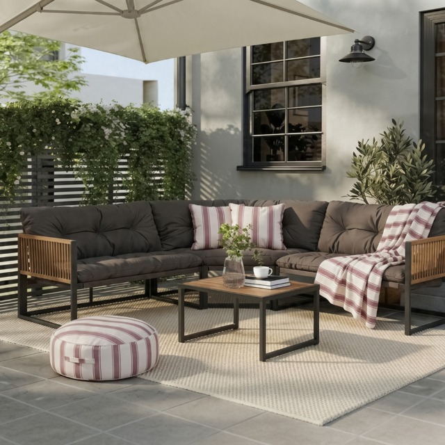 OHS Santorini 5 Seater Corner Sofa Set - Chocolate - image 1