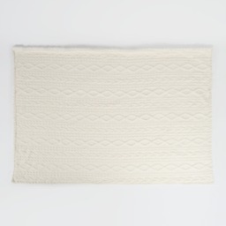 OHS Cable Knit Sherpa Throw, Cream - 180 x 210cm - thumbnail 5