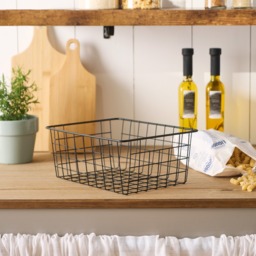 OHS Multipurpose Metal Wire Storage Basket - Black - thumbnail 2