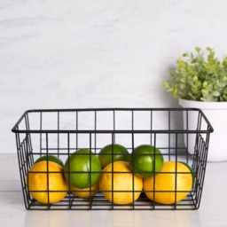 OHS Multipurpose Metal Wire Storage Basket - Black - thumbnail 4