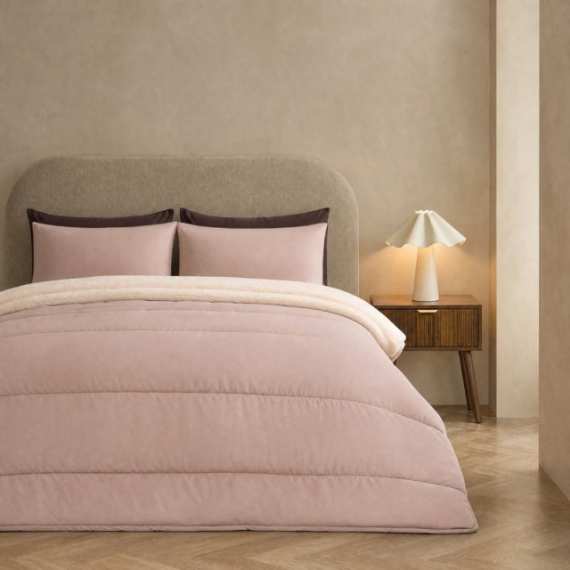 OHS Sherpa Reverse Coverless 10.5 Tog Duvet Set, Natural - Double - image 1