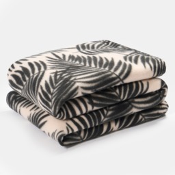 OHS Palm Leaf Print Fleece Throw - Monochrome - thumbnail 2