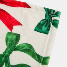 OHS Christmas Bow Print Ultra Soft Throw - Red/Green - thumbnail 3