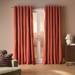 OHS Woven Texture Eyelet Blackout Curtains, Rust - 66 x 72in - thumbnail 1
