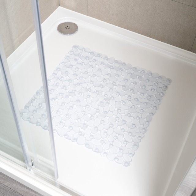 OHS Square PVC Slip Resistant Shower Mat - Clear - image 1