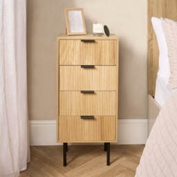 OHS Ribbed 4-Drawer Unit - Light Wood - thumbnail 1