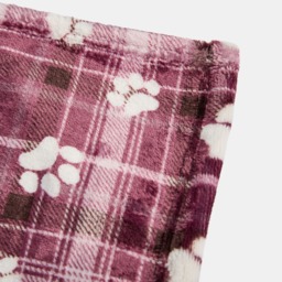 OHS Pet Paw Print Check Sherpa Reverse Throw - Burgundy - thumbnail 5