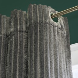 OHS Ribbed Fleece Thermal Curtains, Grey - 66 x 90in - thumbnail 3