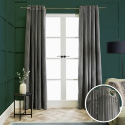 OHS Ribbed Fleece Thermal Curtains, Grey - 66 x 90in - thumbnail 1