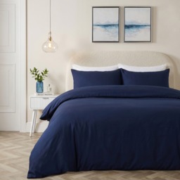 OHS Plain Duvet Cover Set - Navy, Single