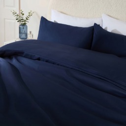 OHS Plain Duvet Cover Set - Navy, Single - thumbnail 2