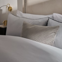 OHS Piped Edge Duvet Set, Silver/Grey - Double - thumbnail 2