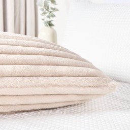 OHS Ribbed Faux Fur Bolster Pillow - Natural - thumbnail 3