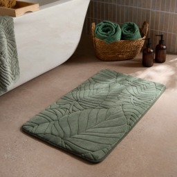 OHS Leaf Embossed Plush Foam Bath Mat - Green - thumbnail 2