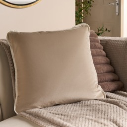 OHS Matte Velvet Piped Edge Cushion Covers, Mink - 45 x 45cm