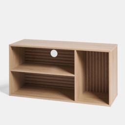 OHS Dallas 3 Cube Slat Panel TV Unit - Natural Wood - thumbnail 4