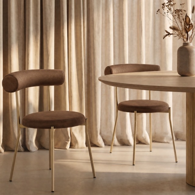 OHS Velvet Dining Chair - Coffee/Gold - image 1
