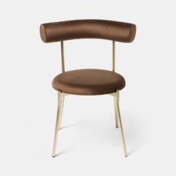 OHS Velvet Dining Chair - Coffee/Gold - thumbnail 3