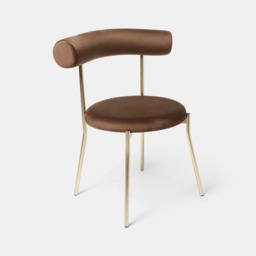 OHS Velvet Dining Chair - Coffee/Gold - thumbnail 2