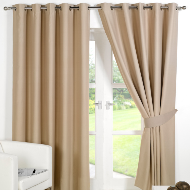 "OHS Eyelet Blackout Curtains - Beige, 90"" X 90"""