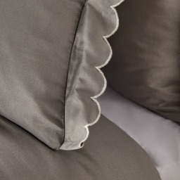 OHS Scallop Edge Contrast Duvet Cover Set, Grey/Silver - Double - thumbnail 3